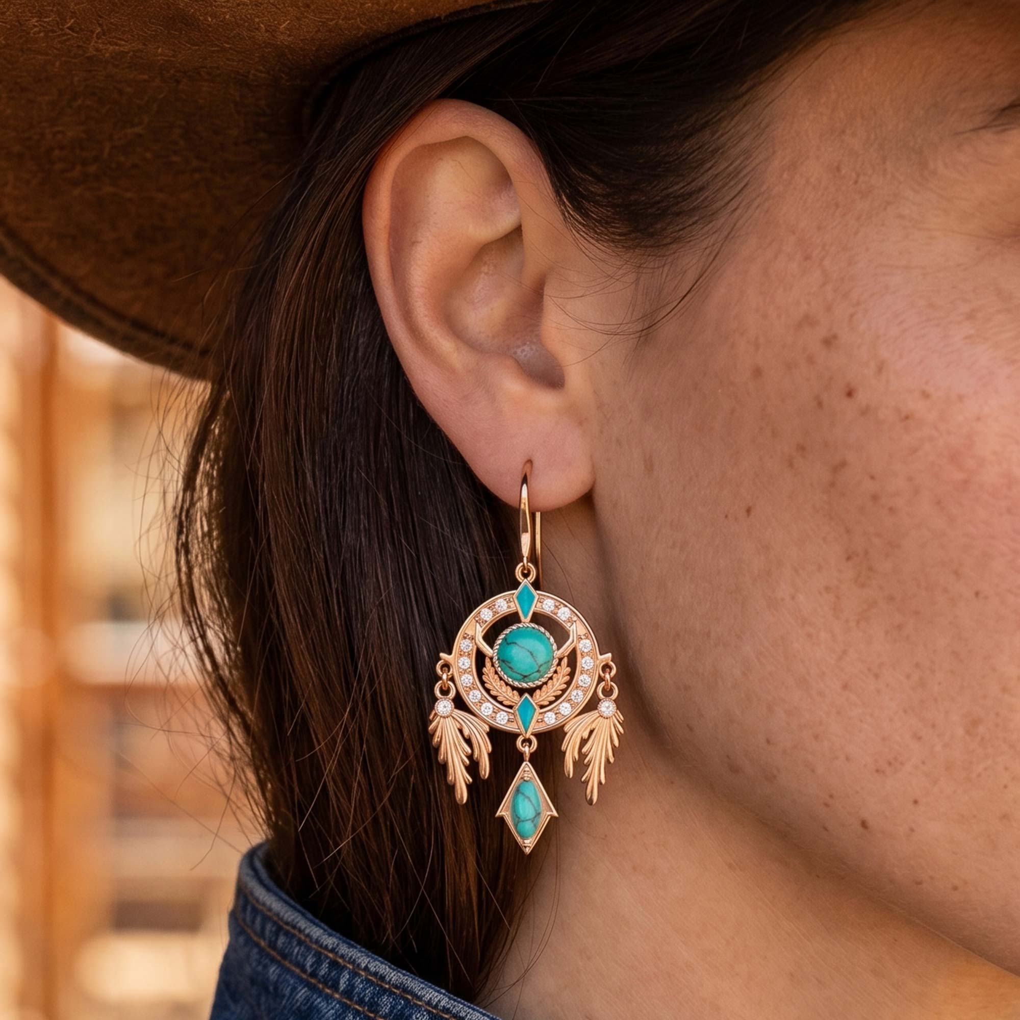 Mystic Dreamcatcher Earrings - Turquoise
