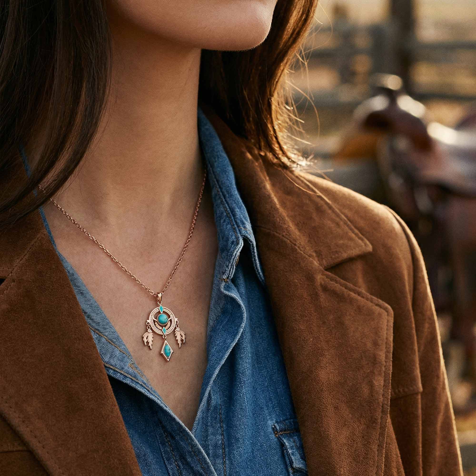Mystic Dreamcatcher Necklace - Turquoise