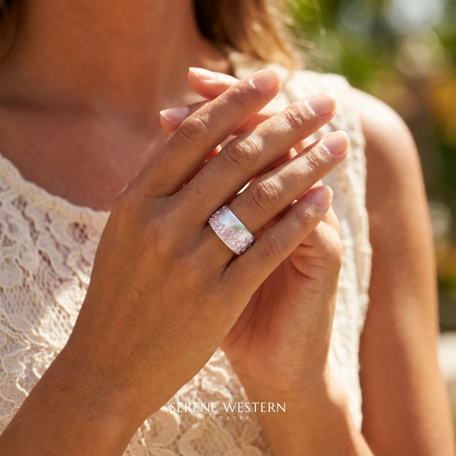 Nebula Drop Ring - Rose Quartz