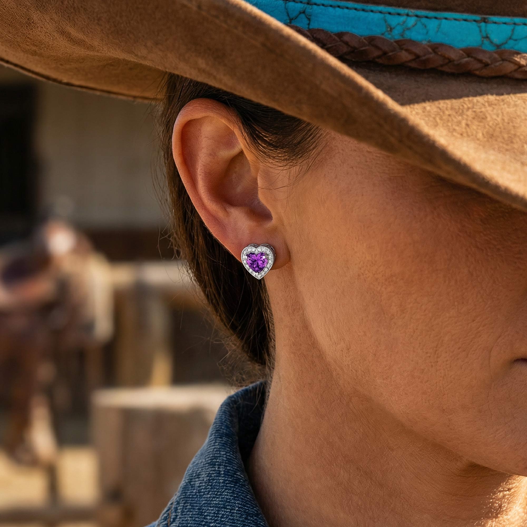 Ocean Heart Earrings - Amethyst