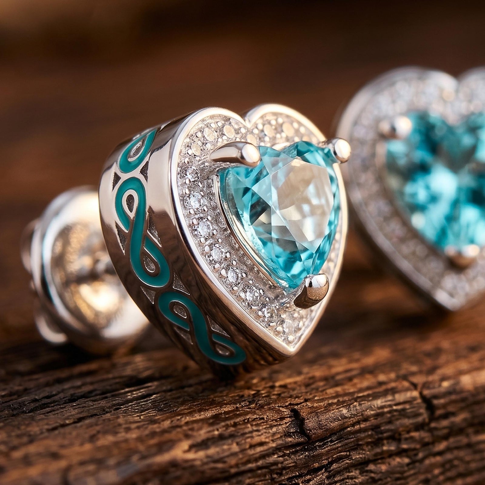 Ocean Heart Earrings - Aquamarine
