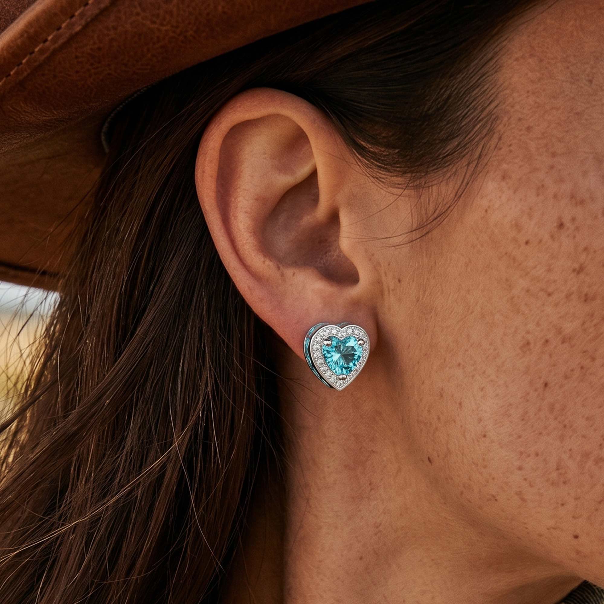 Ocean Heart Earrings - Aquamarine