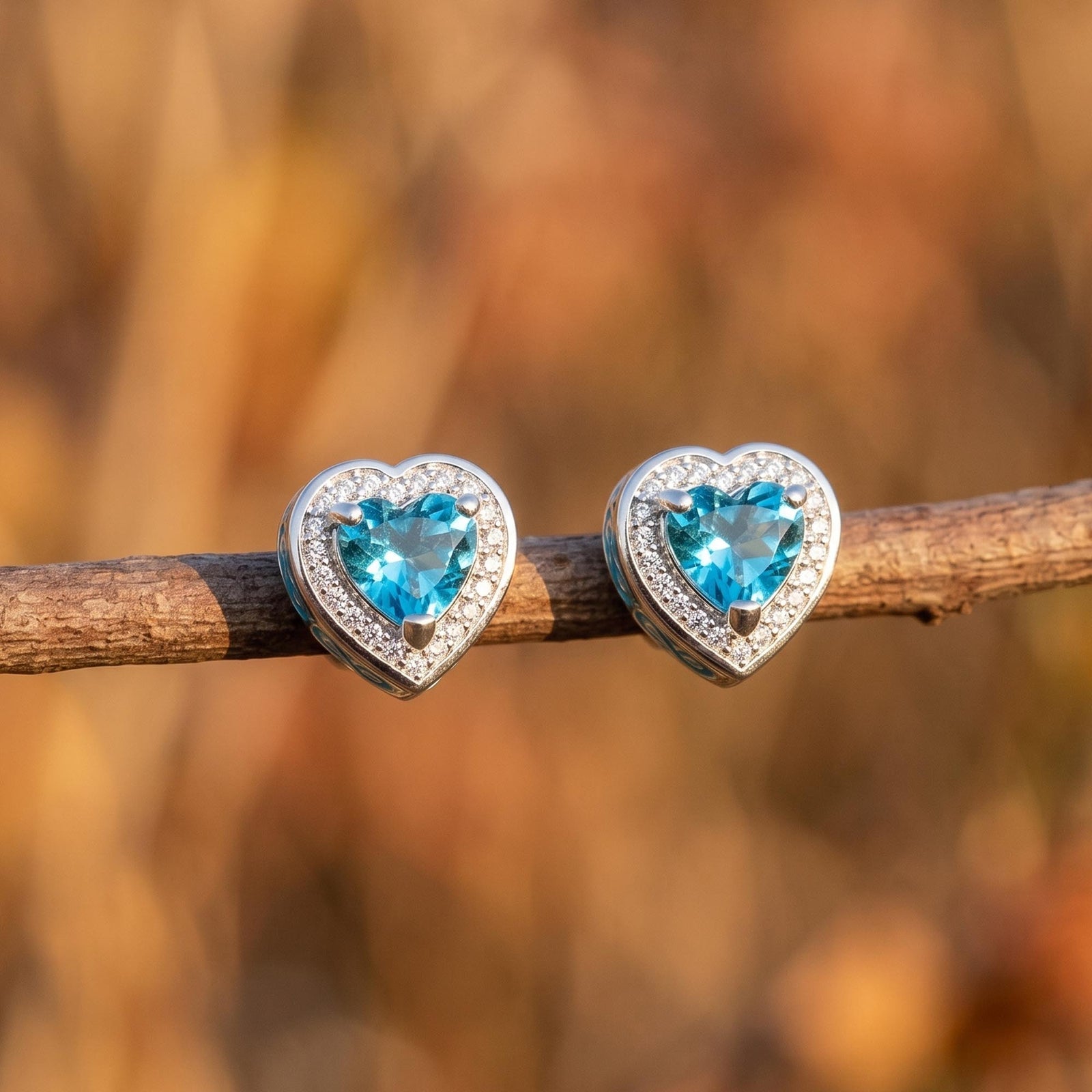 Ocean Heart Earrings - Aquamarine