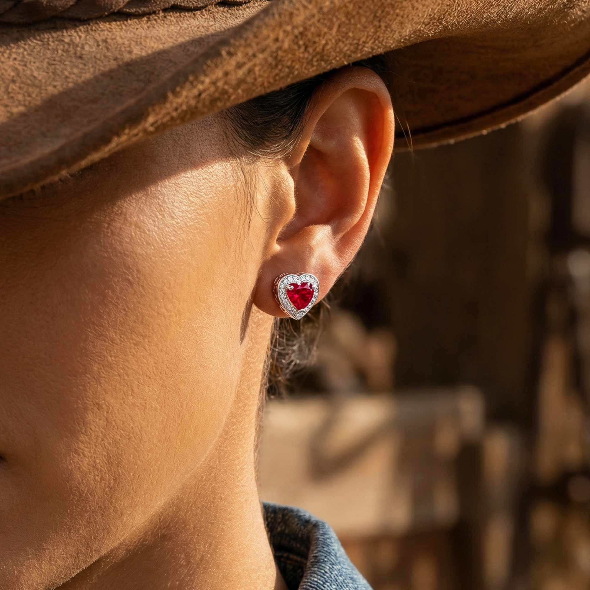 Ocean Heart Earrings - Ruby