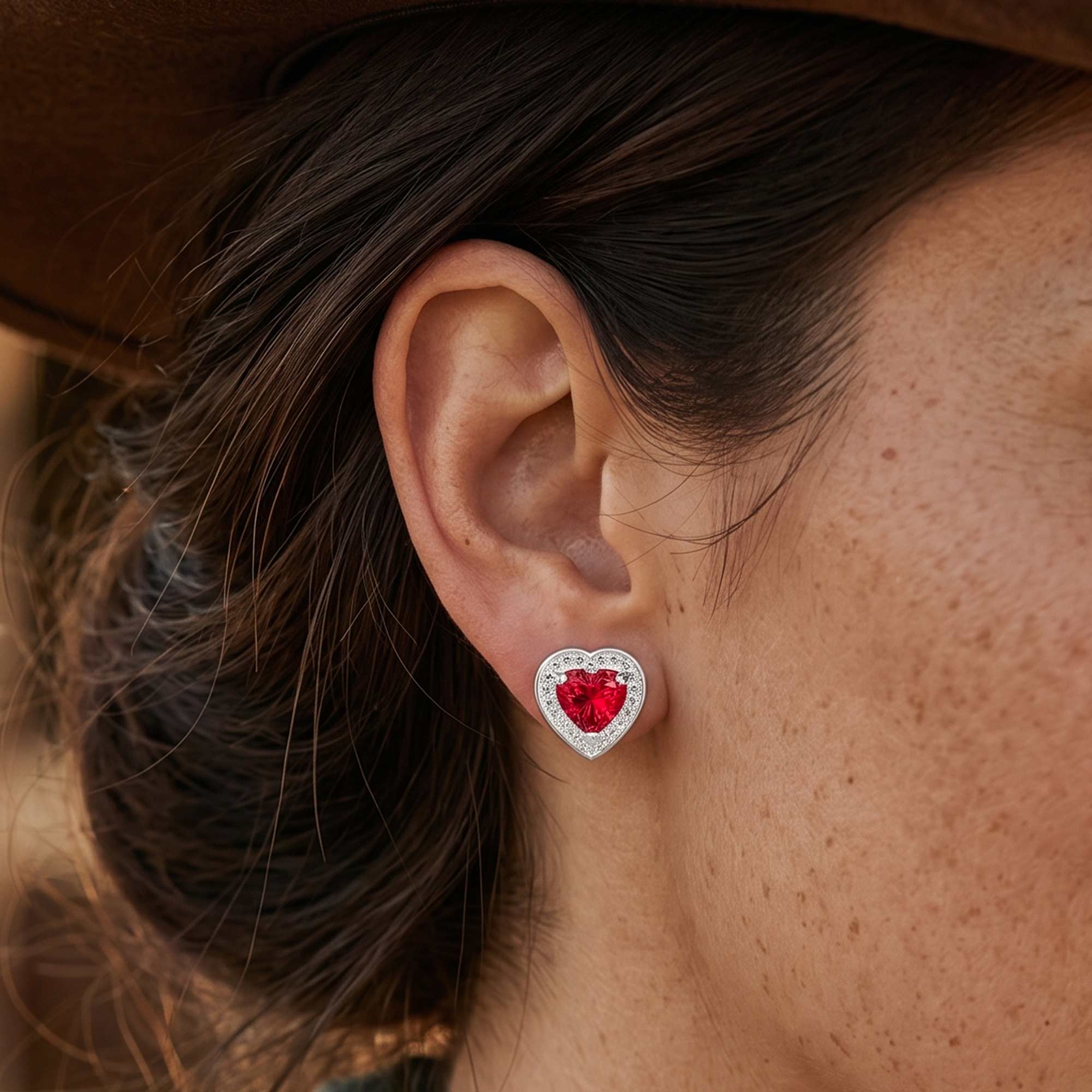 Ocean Heart Earrings - Ruby