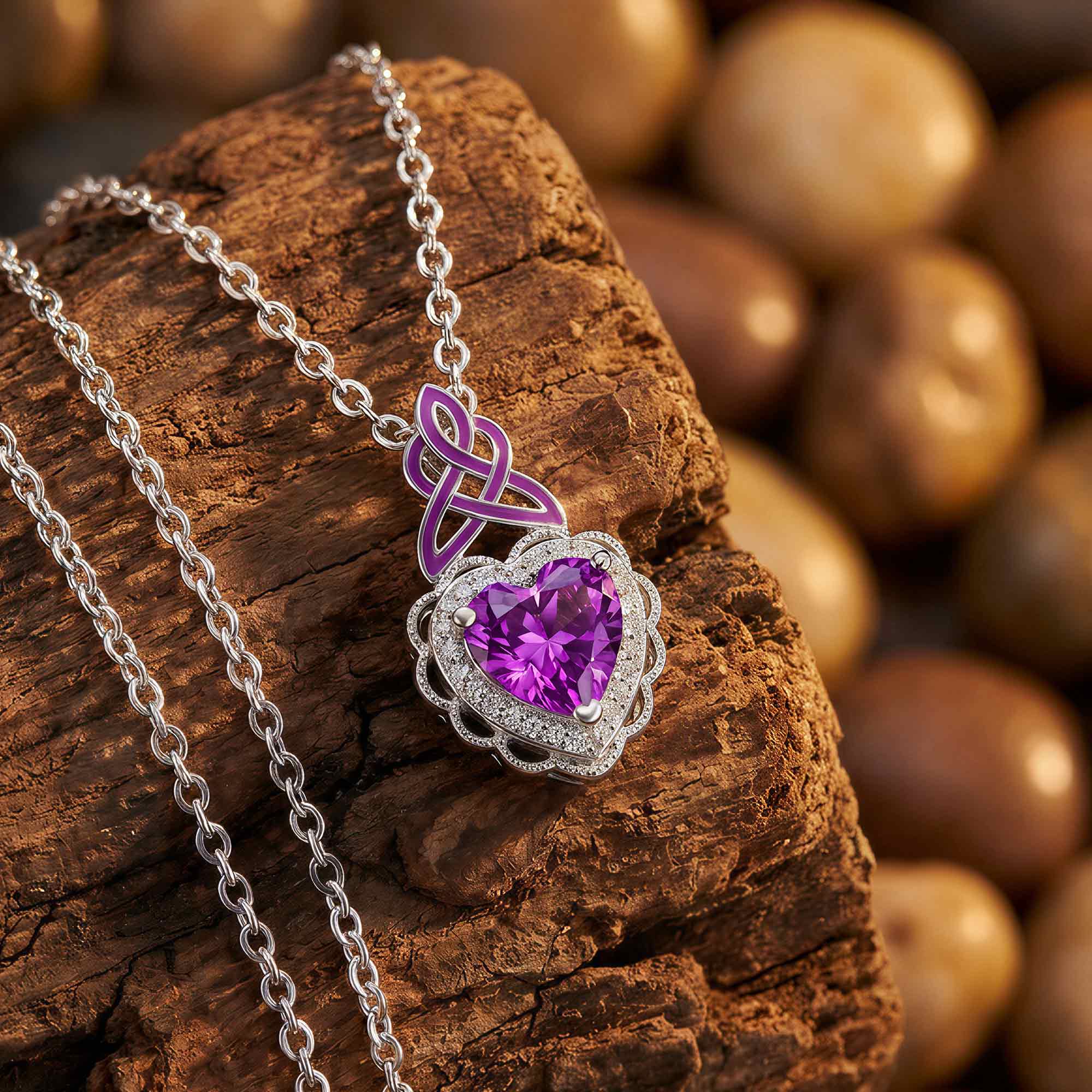 Ocean Heart Necklace - Amethyst