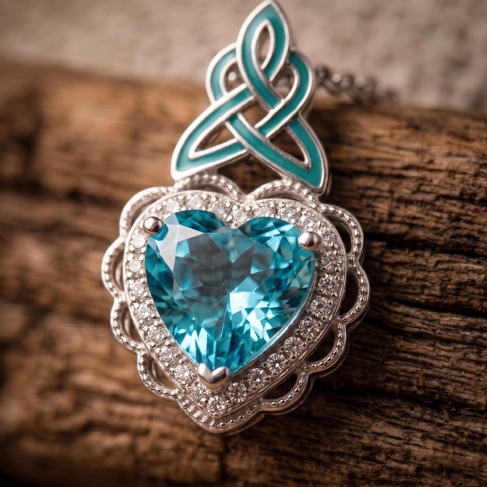 Ocean Heart Necklace - Aquamarine
