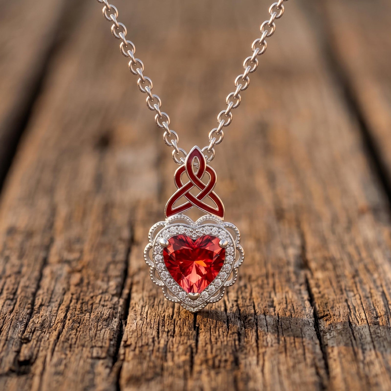 Ocean Heart Necklace - Ruby