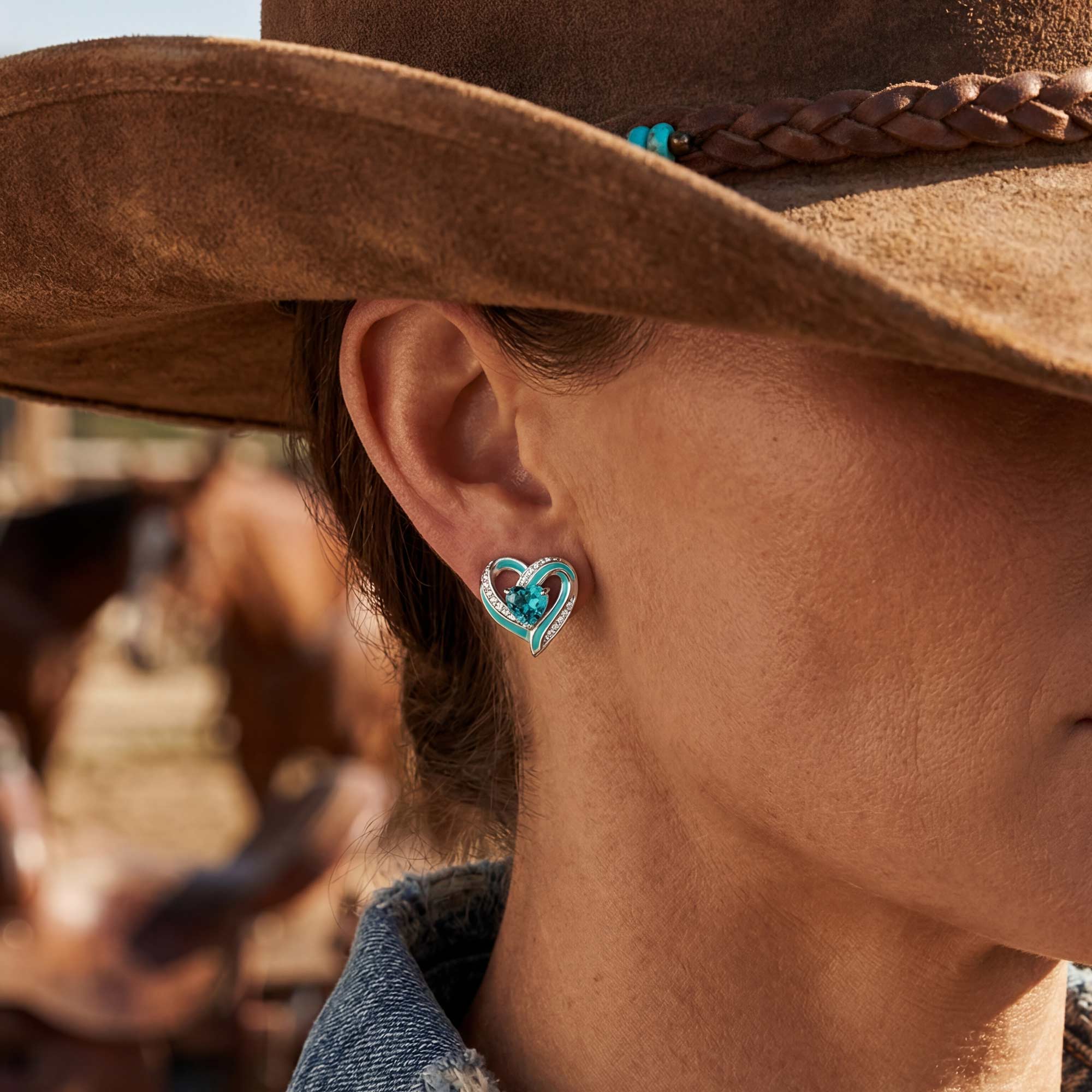 Passion Heart Earrings - Aquamarine