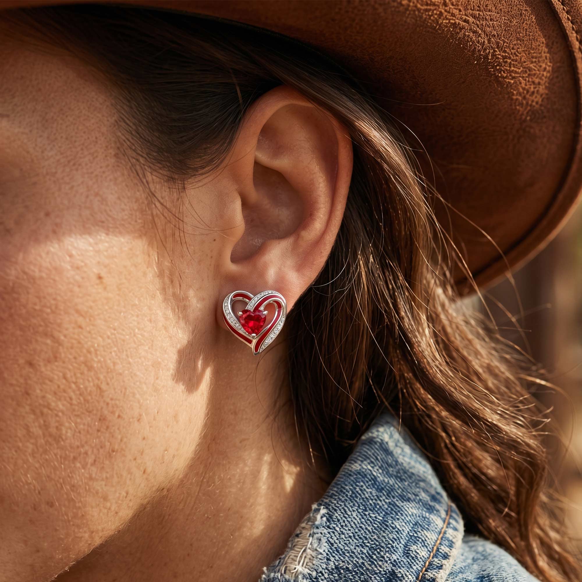 Passion Heart Earrings - Ruby