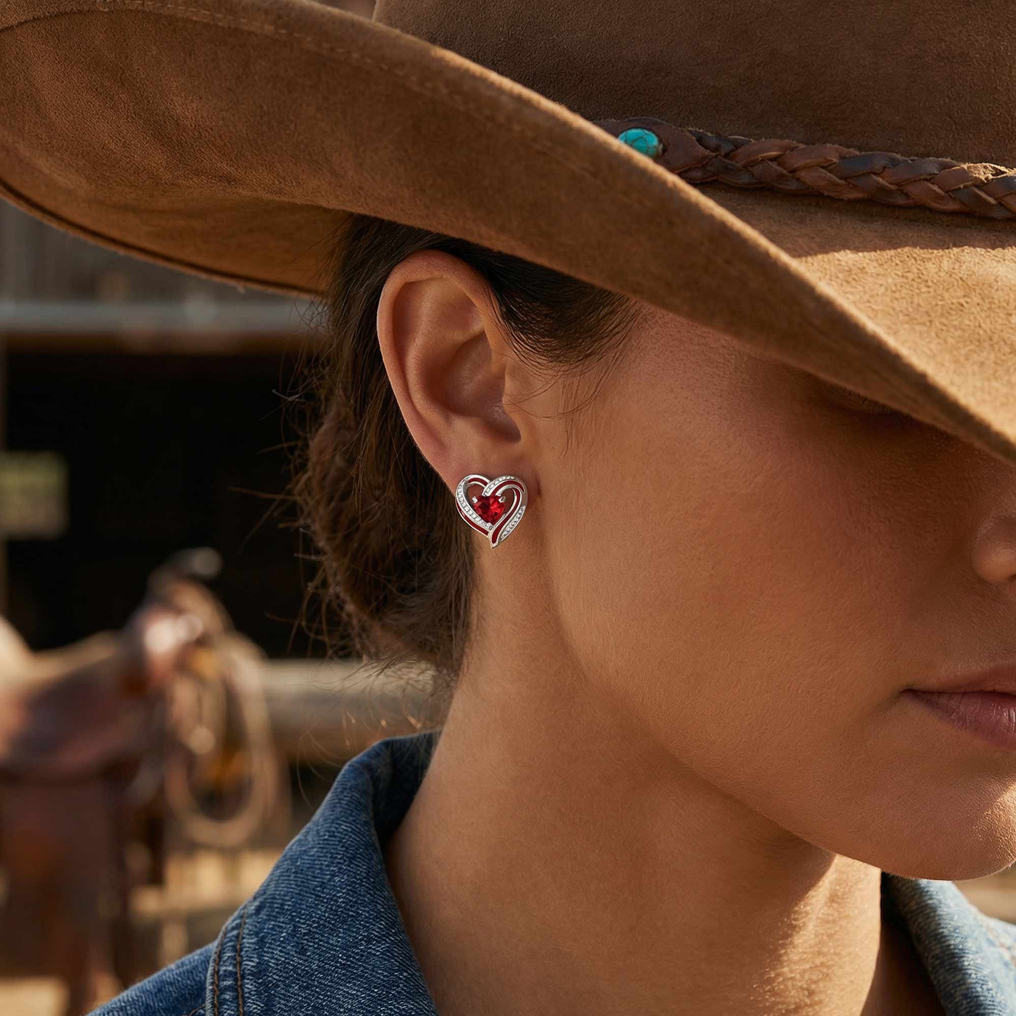 Passion Heart Earrings - Ruby