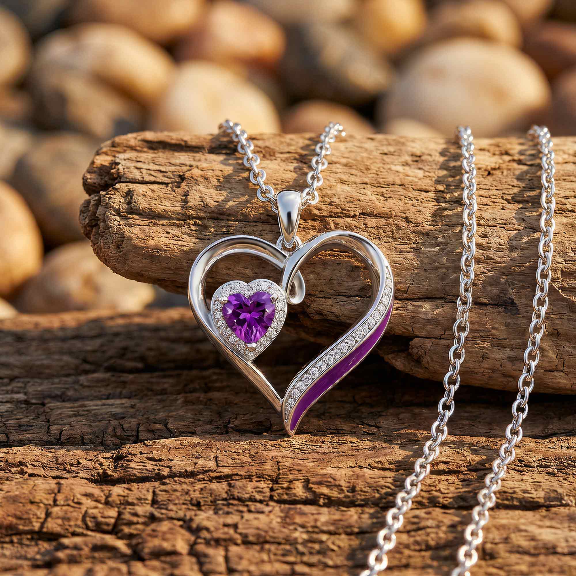 Passion Heart Necklace - Amethyst