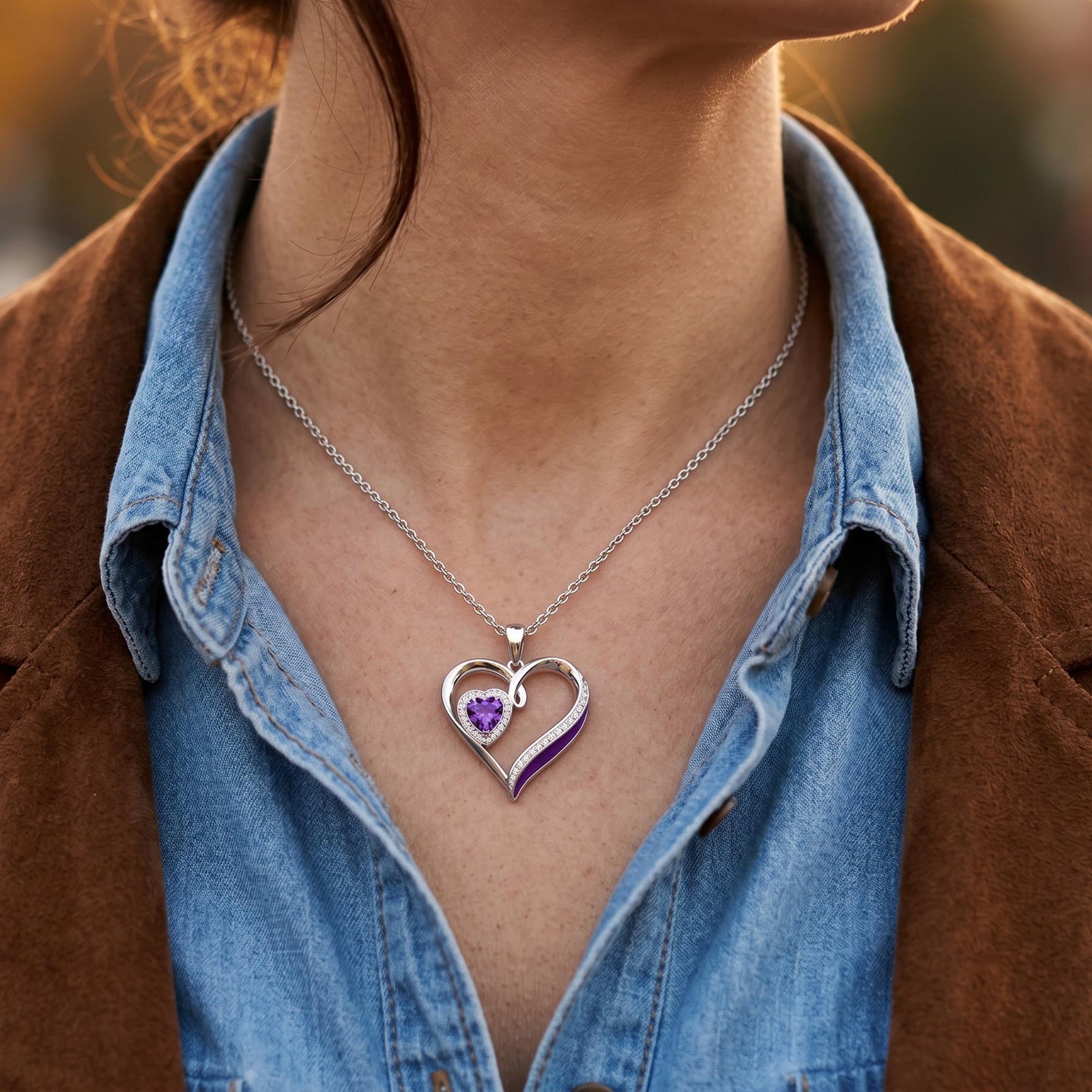 Passion Heart Necklace - Amethyst
