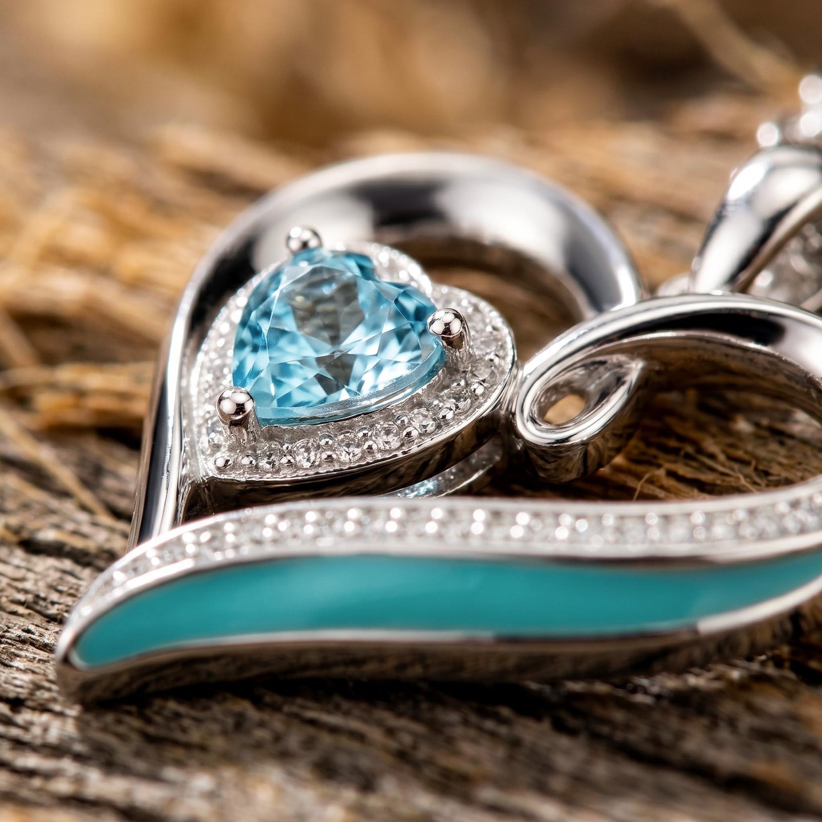 Passion Heart Necklace - Aquamarine