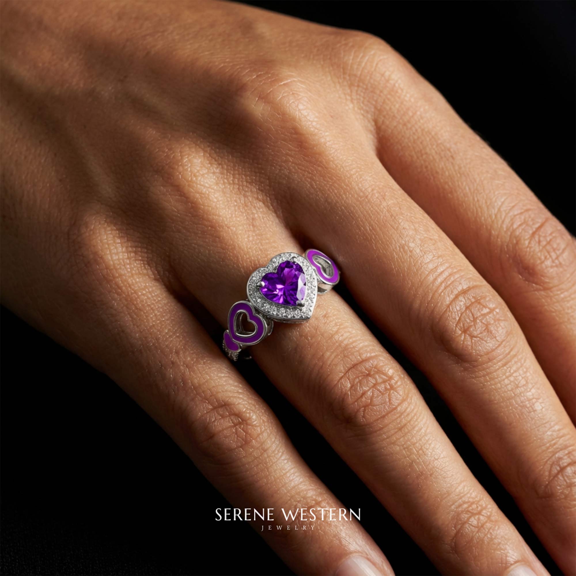 Passion Heart Ring - Amethyst