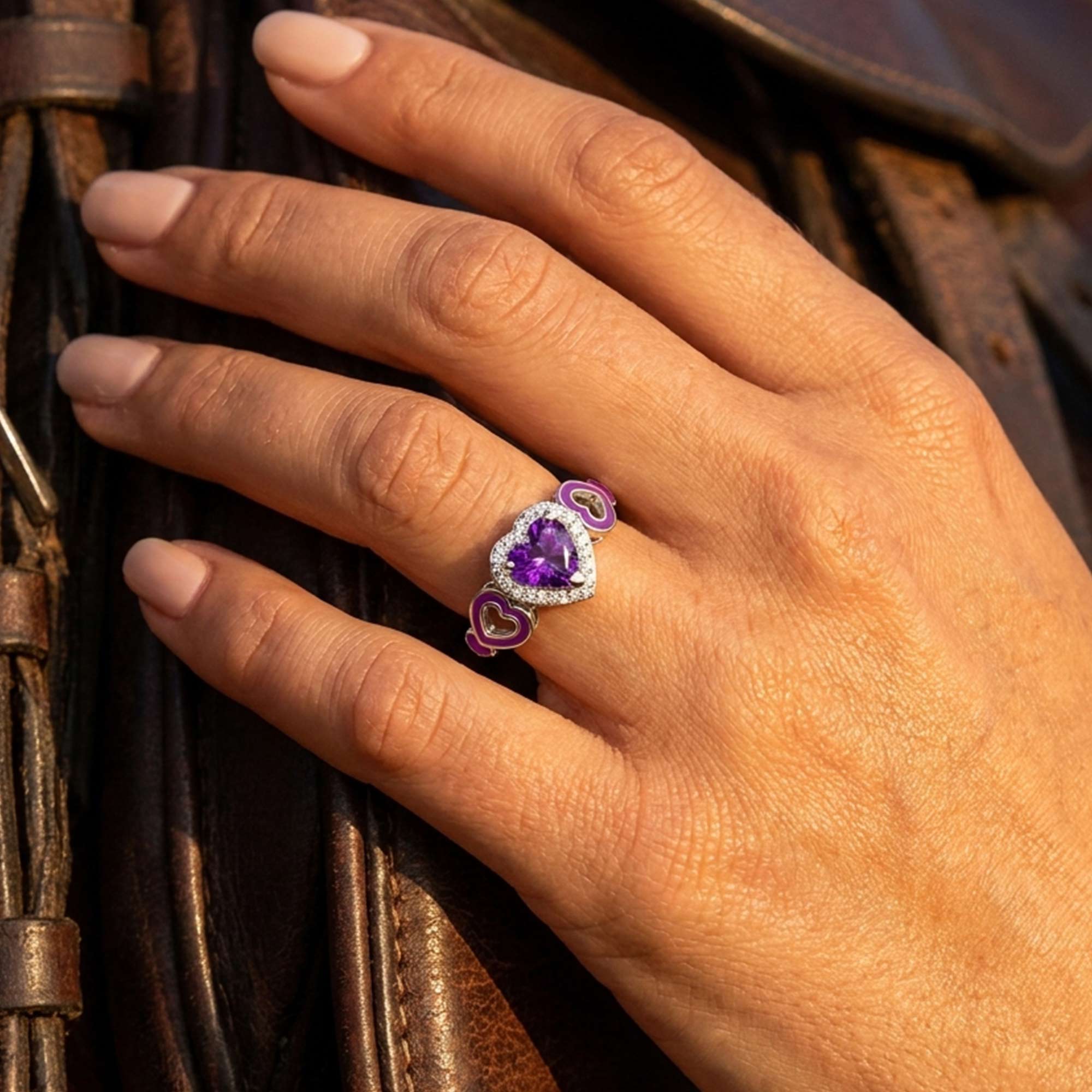 Passion Heart Ring - Amethyst