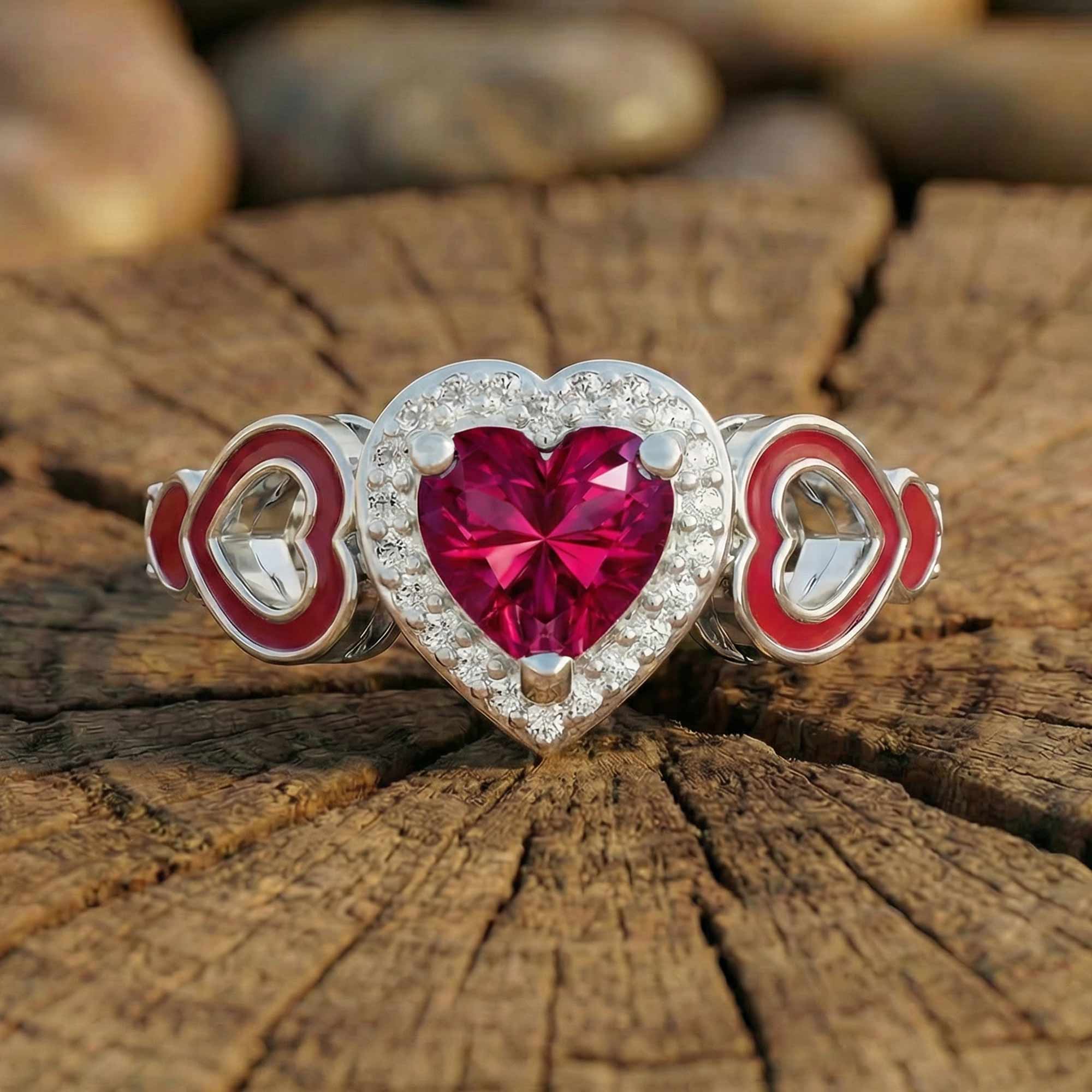 Passion Heart Ring - Ruby