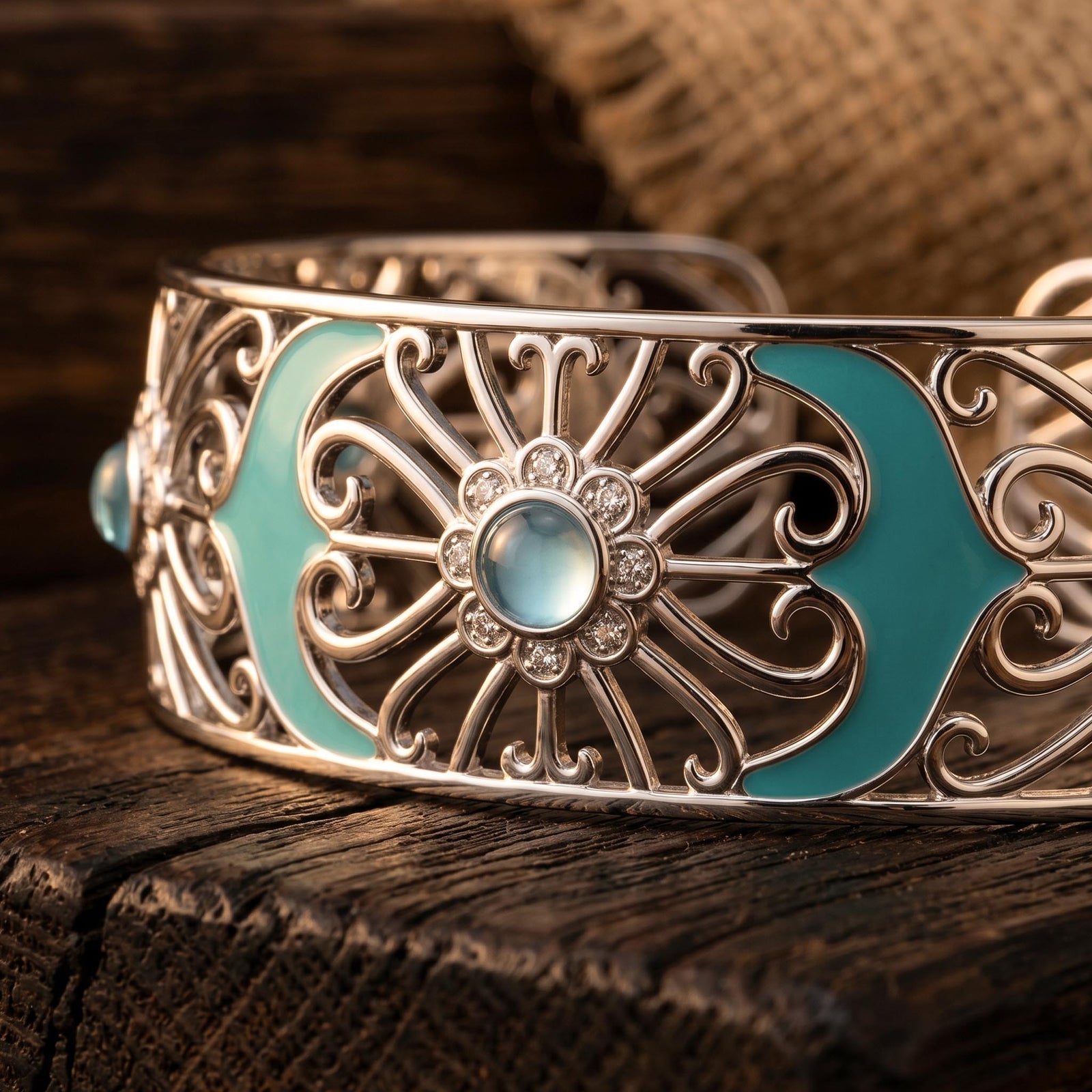 Prairie Flower Cuff Bracelet - Aquamarine
