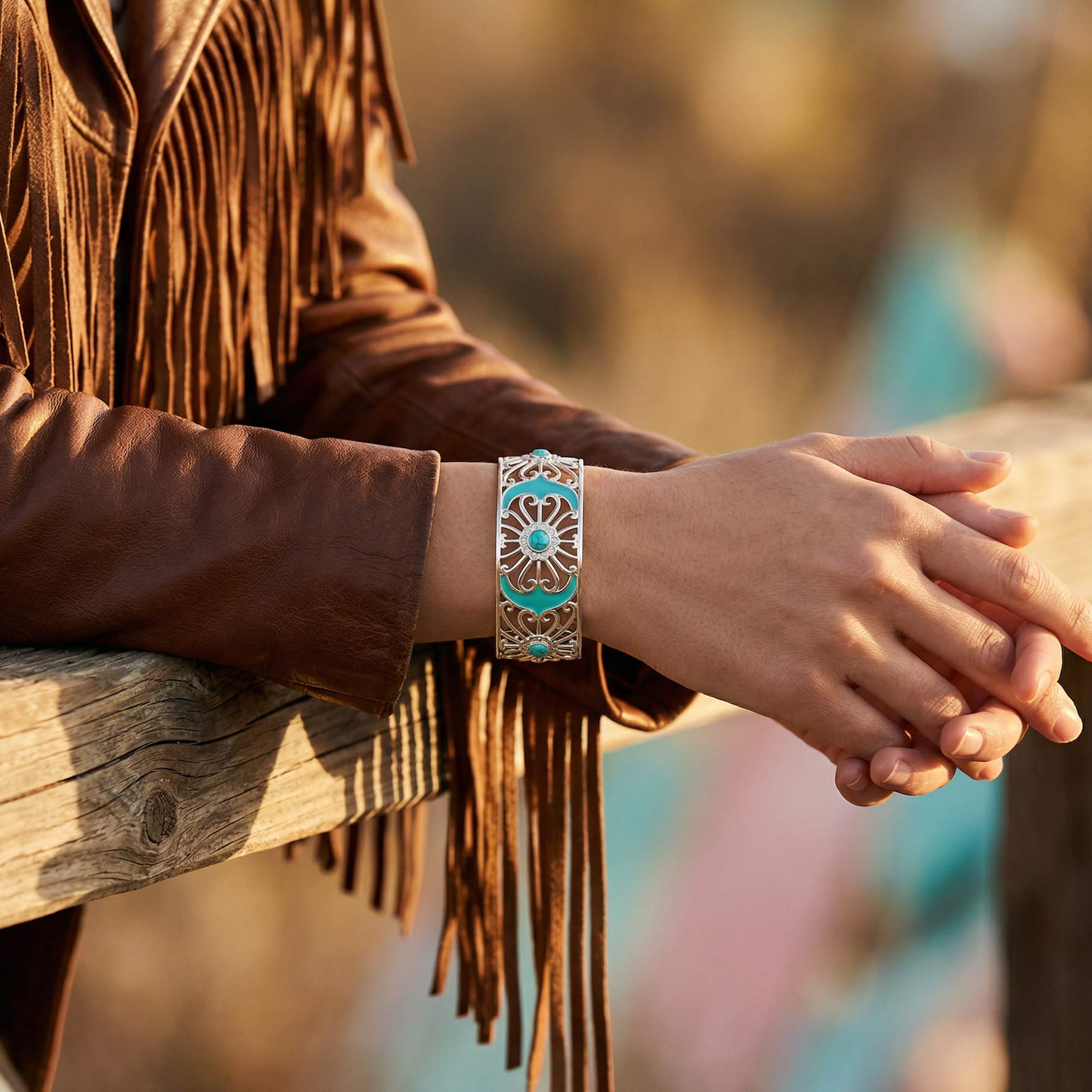 Prairie Flower Cuff Bracelet - Turquoise