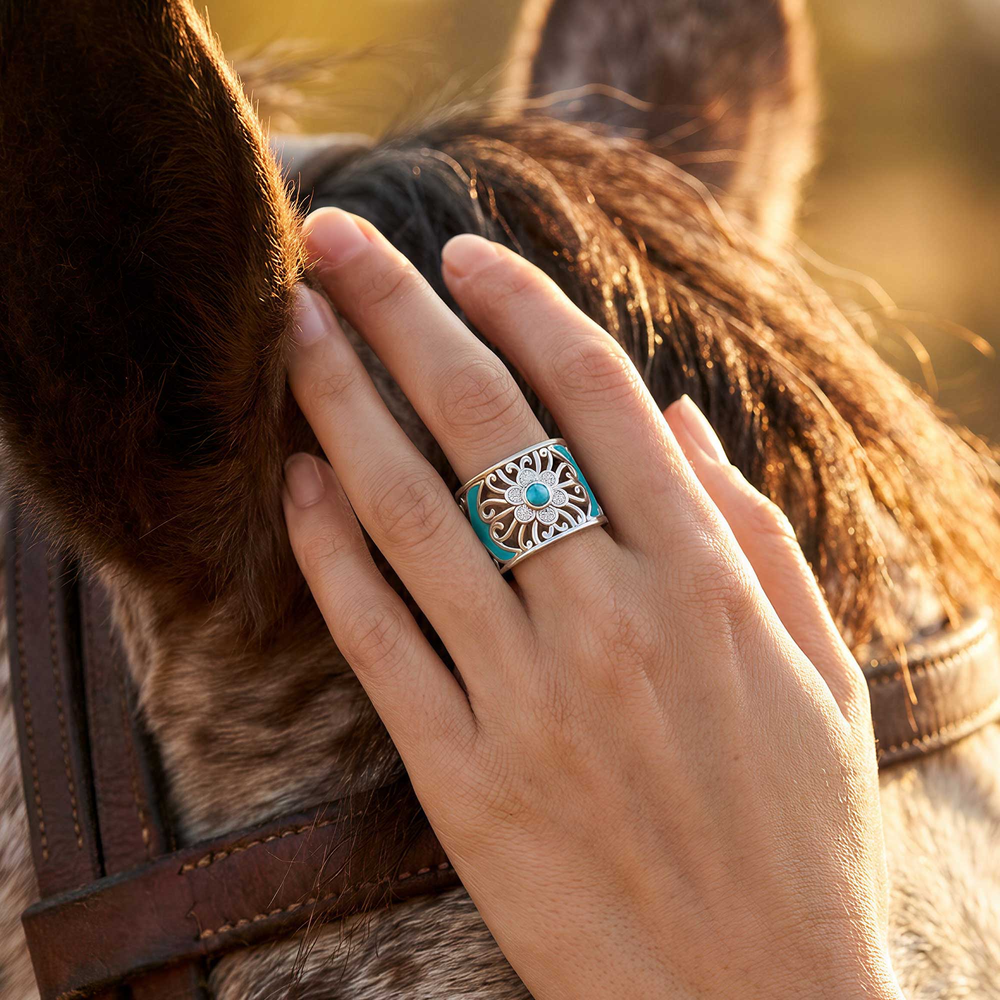 Prairie Flower Cuff Ring - Turquoise