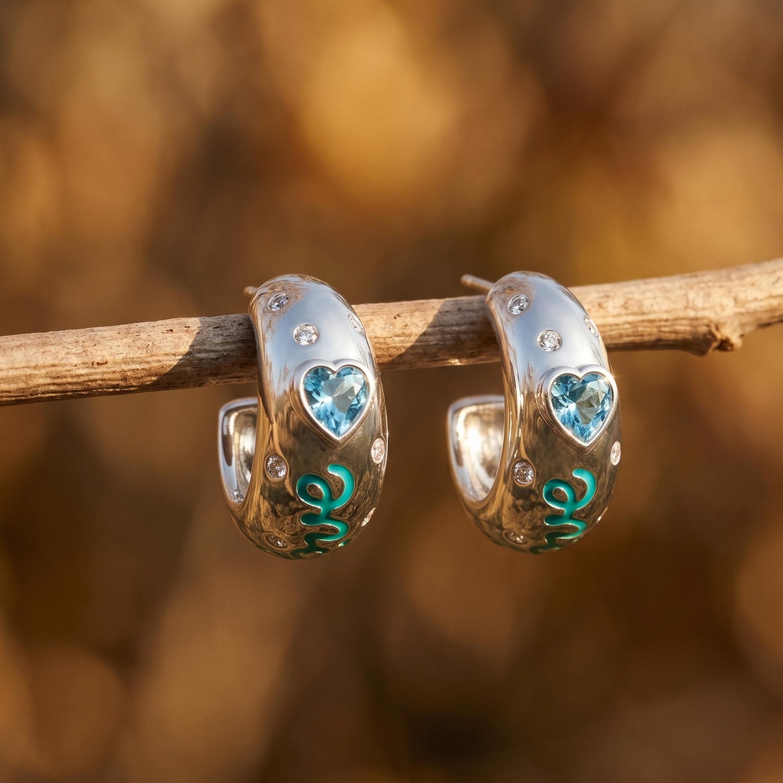 Promise Love Earrings - Aquamarine