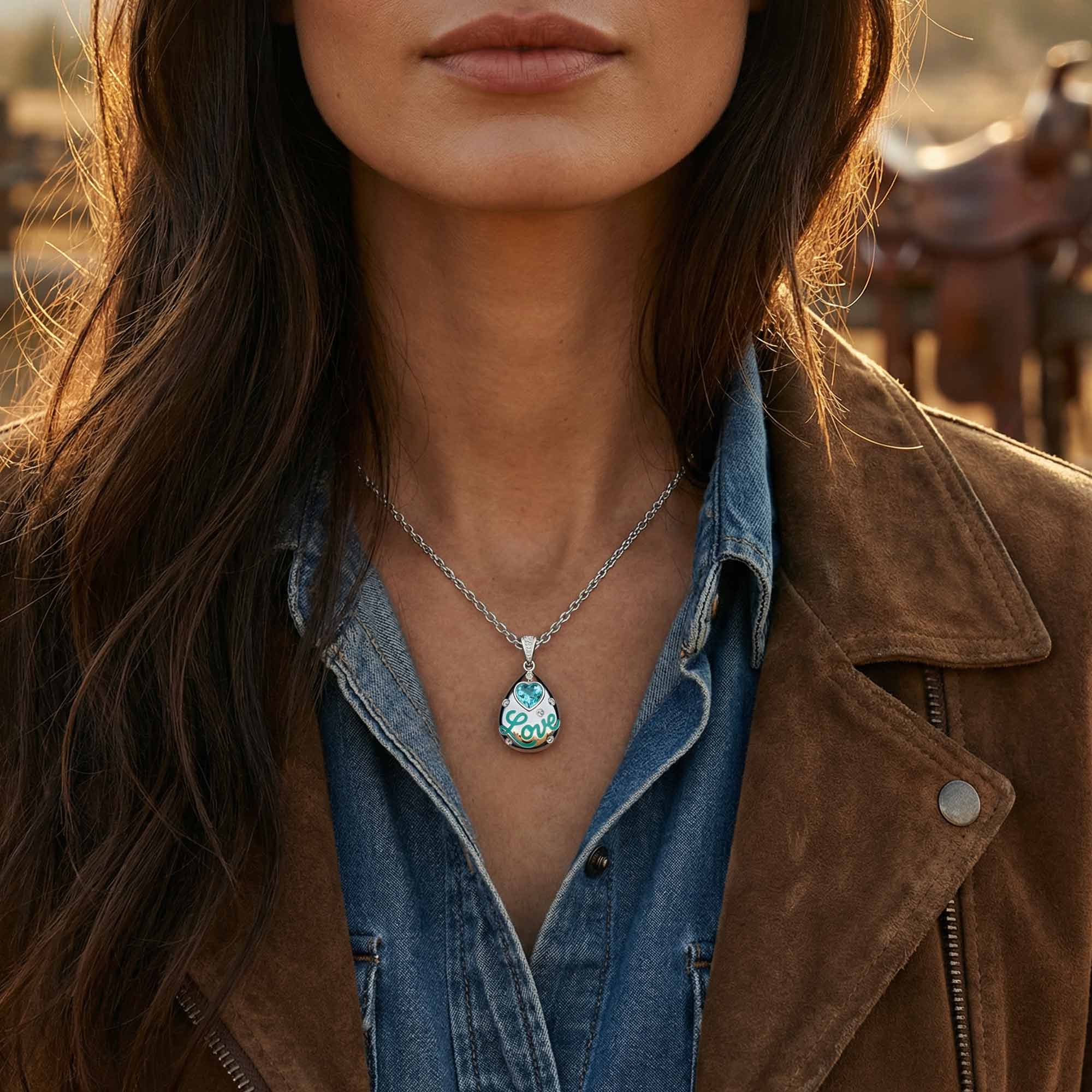 Promise Love Necklace - Aquamarine