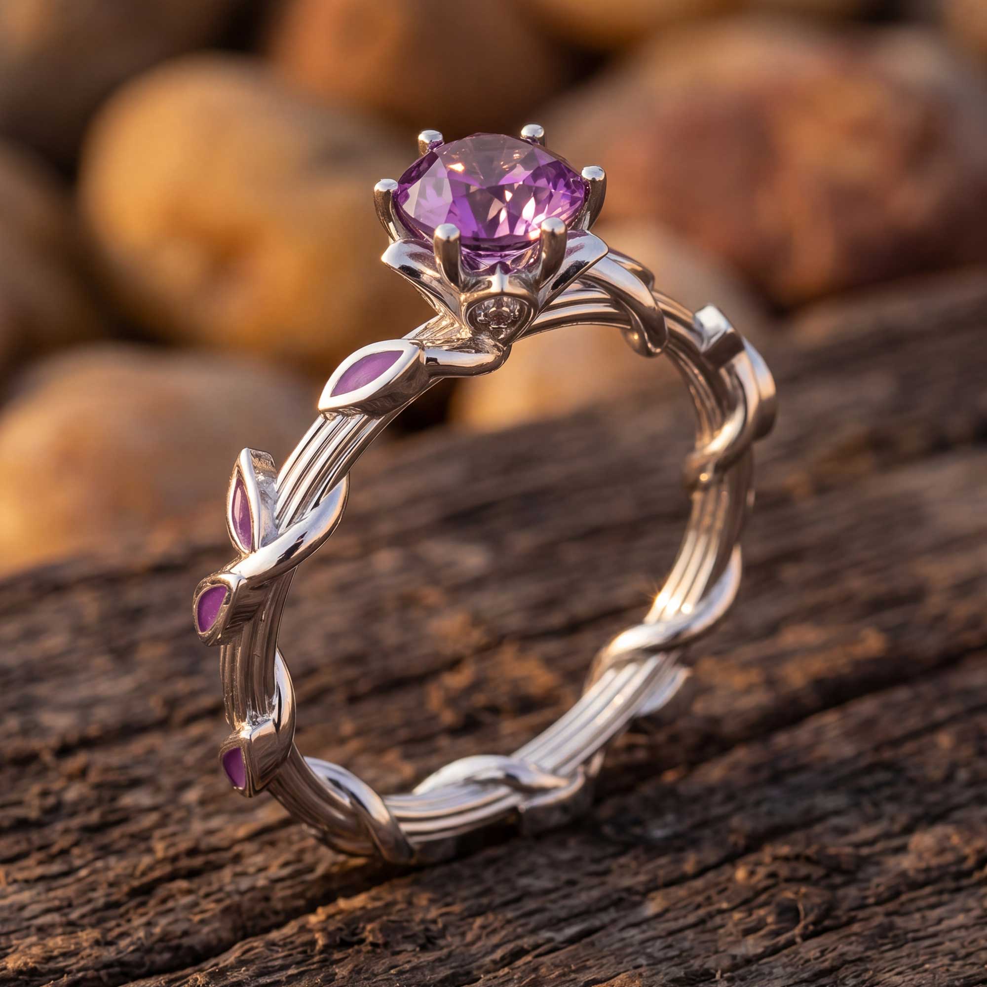 Promise Rose Ring - Amethyst