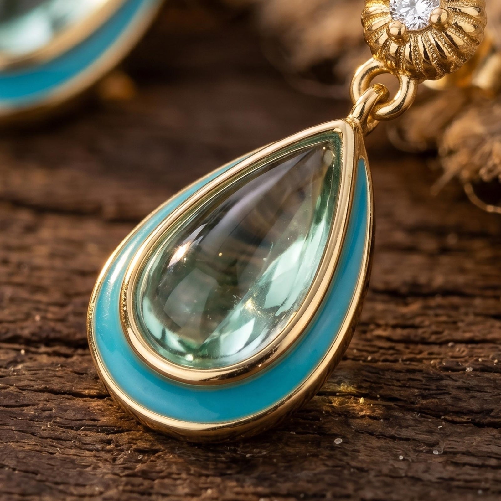 Ripple Teardrop Earrings - Aquamarine