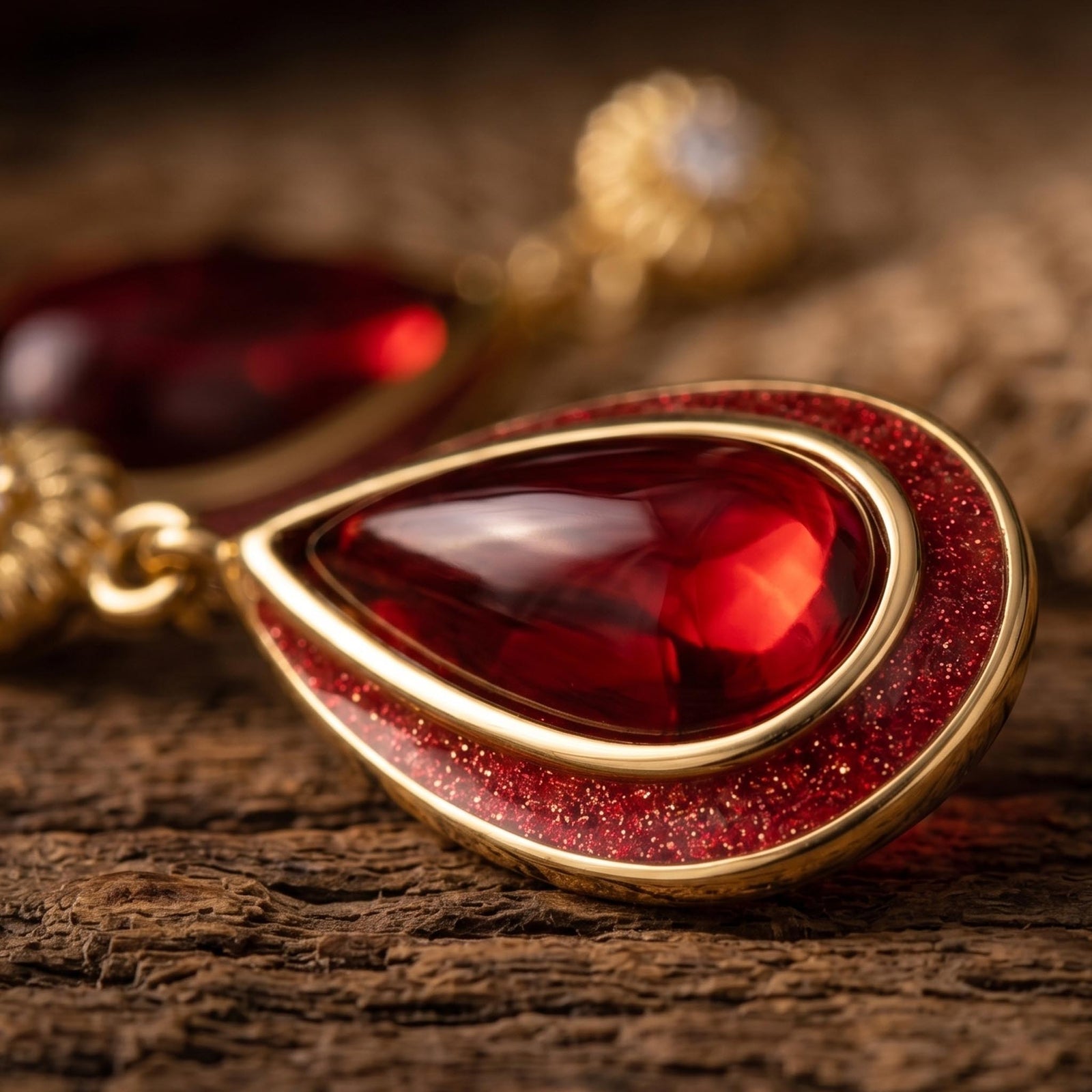 Ripple Teardrop Earrings - Ruby