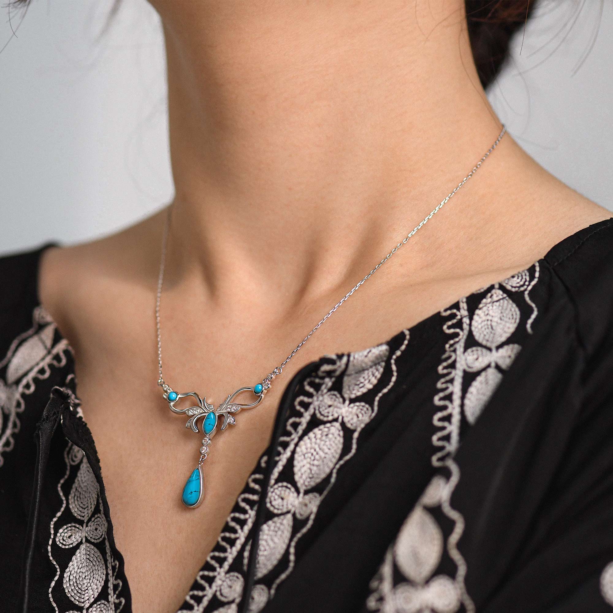 Sacred Antler Necklace - Turquoise