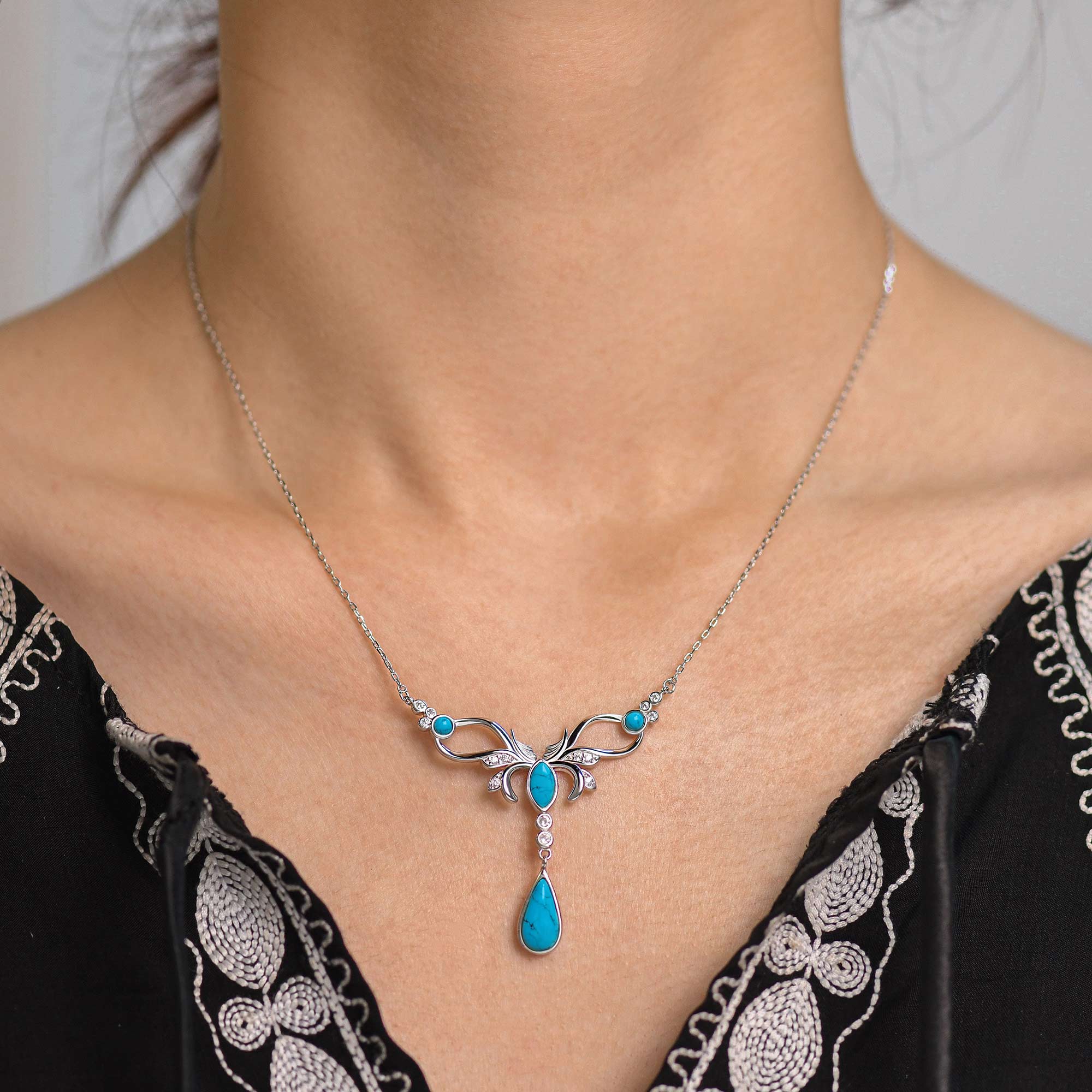 Sacred Antler Necklace - Turquoise