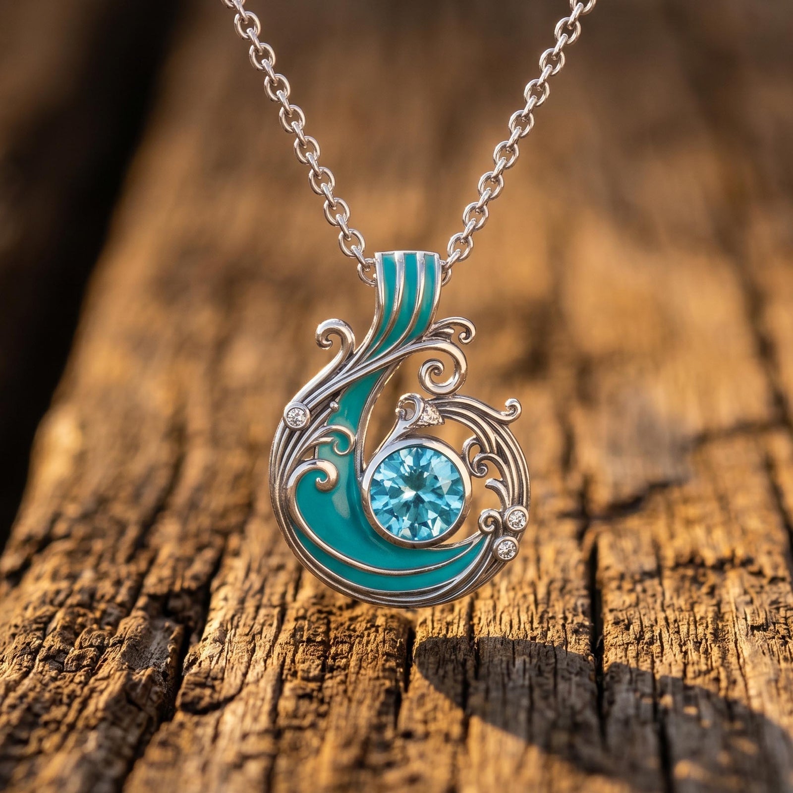 Savanna Swirl Necklace - Aquamarine