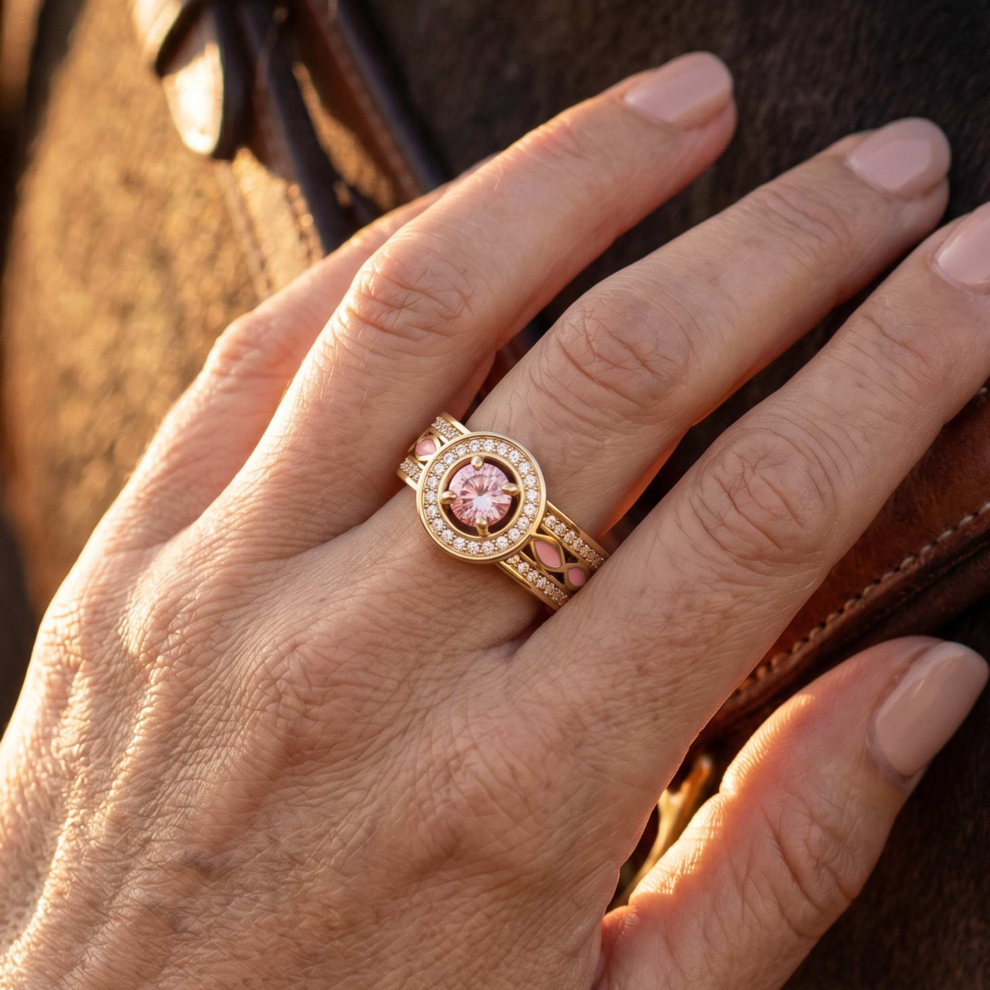 Shining Rodeo Ring - Rose Quartz & Pink