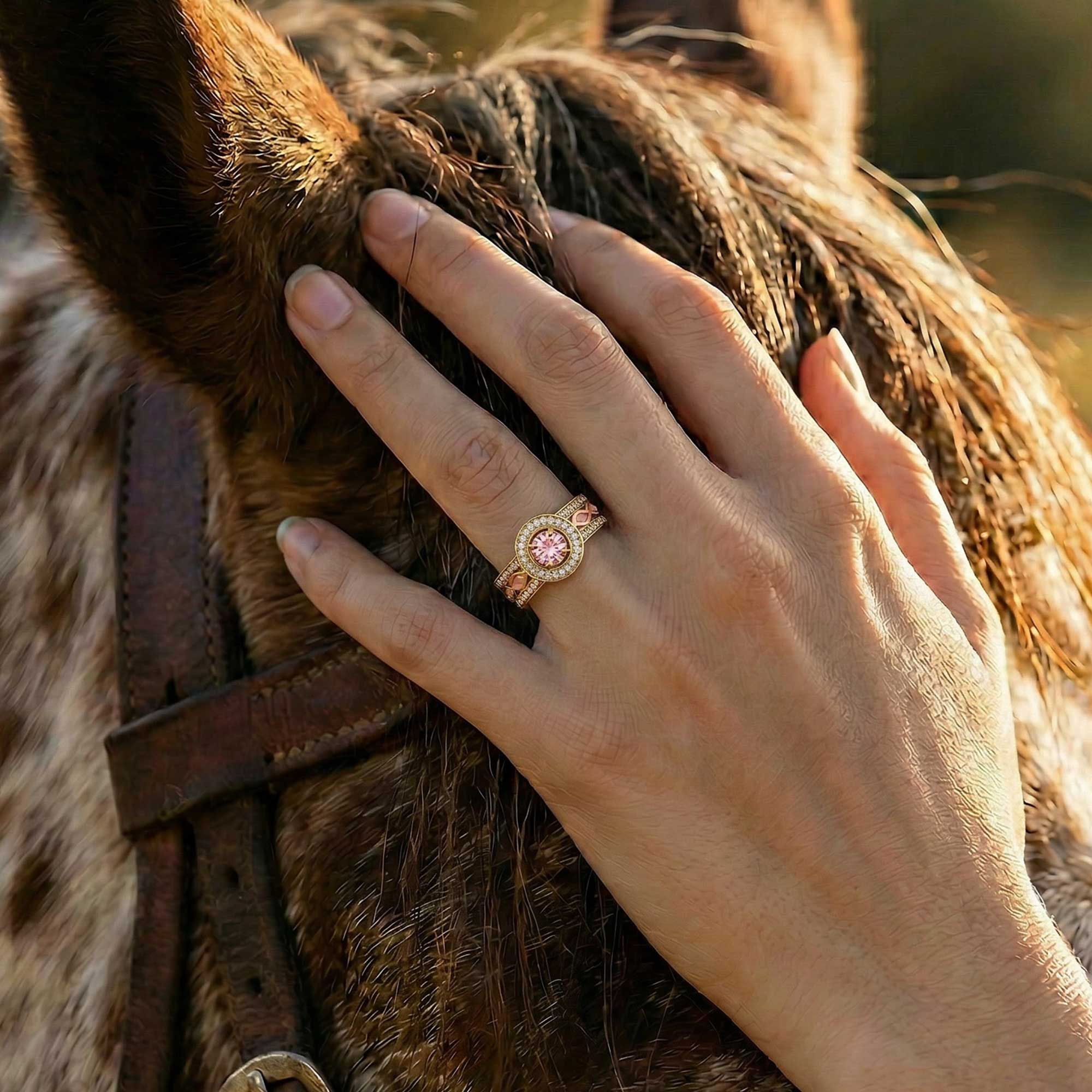 Shining Rodeo Ring - Rose Quartz & Pink