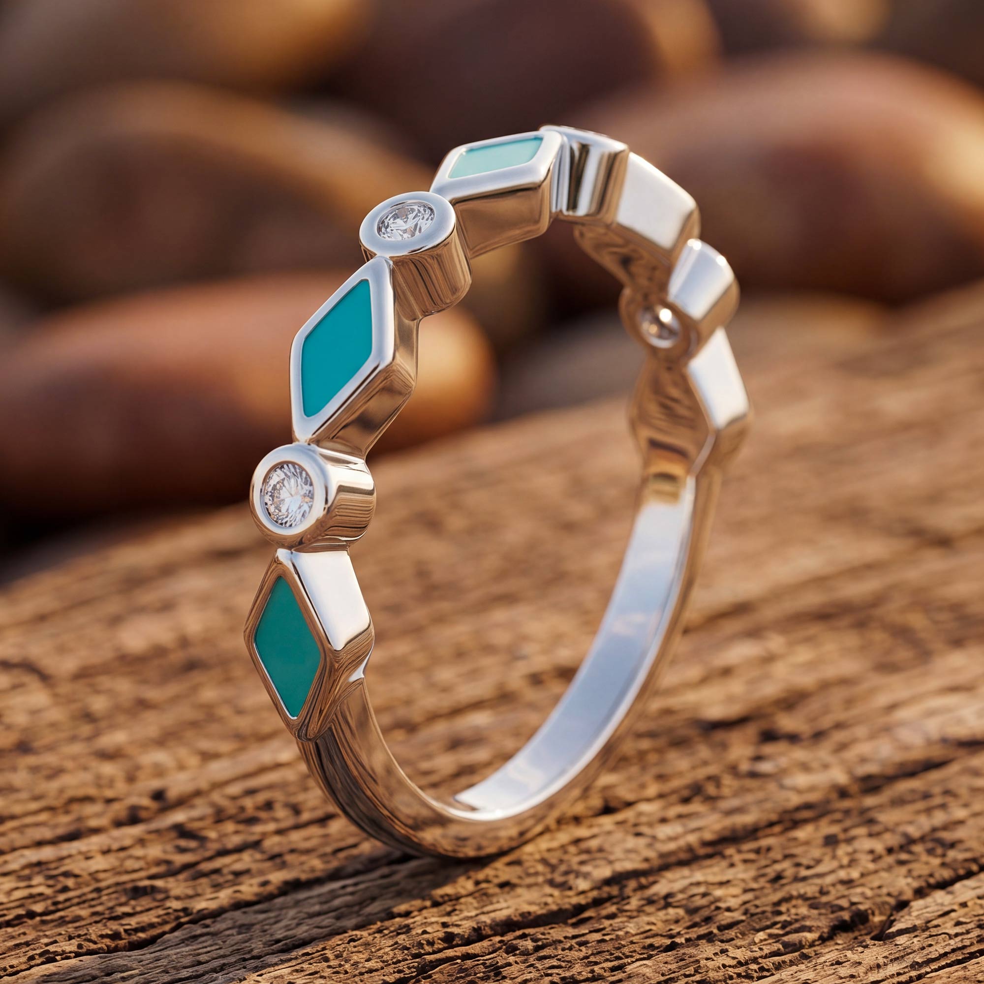 Silent Geometry Ring - Turquoise