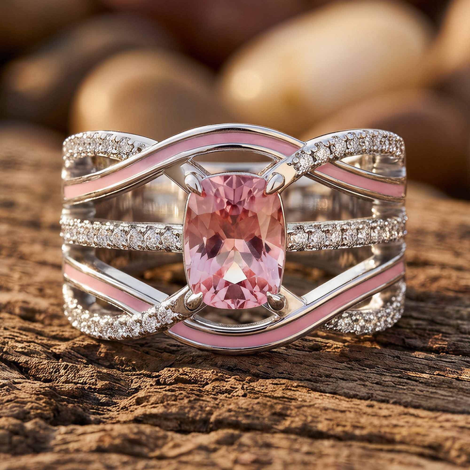 Silver Rapids Ring - Rose Quartz