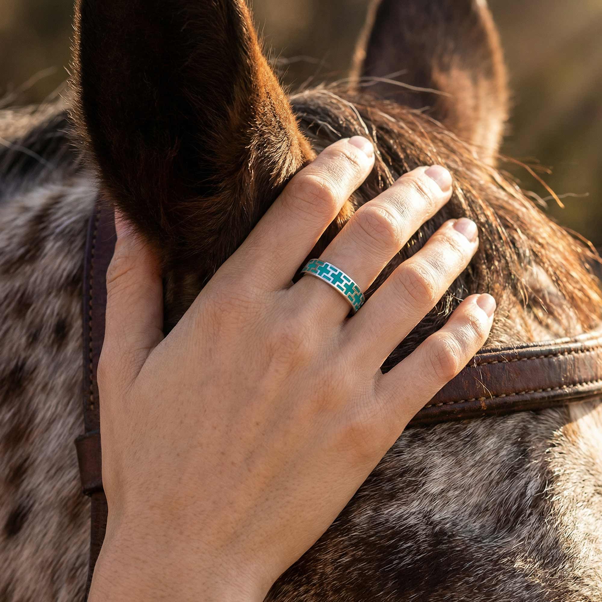 Stacked Edge Ring - Turquoise