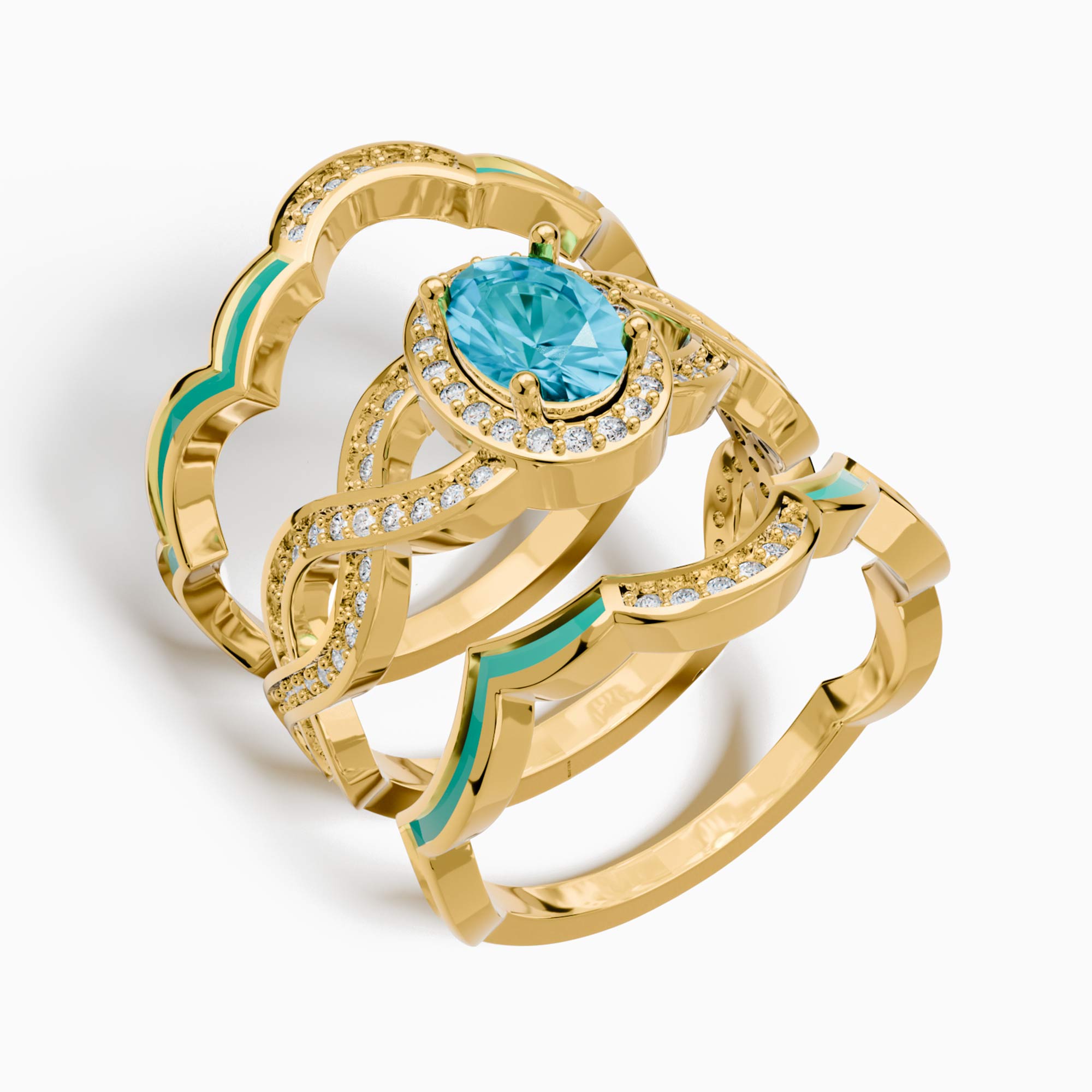 Sunset Canyons Ring - Aquamarine & Gold
