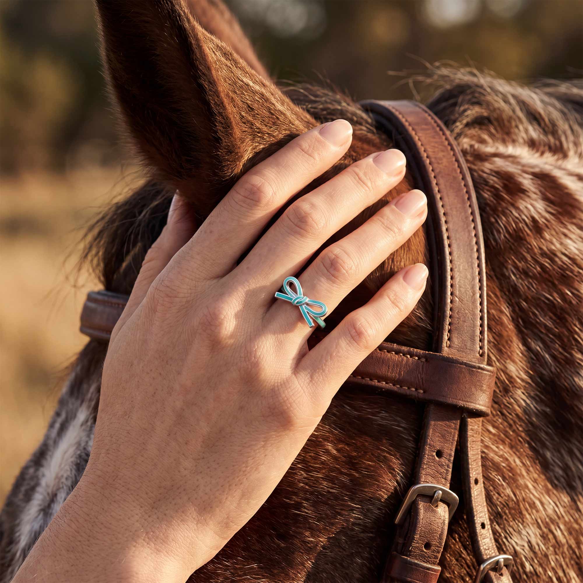 Teal Bow Ring