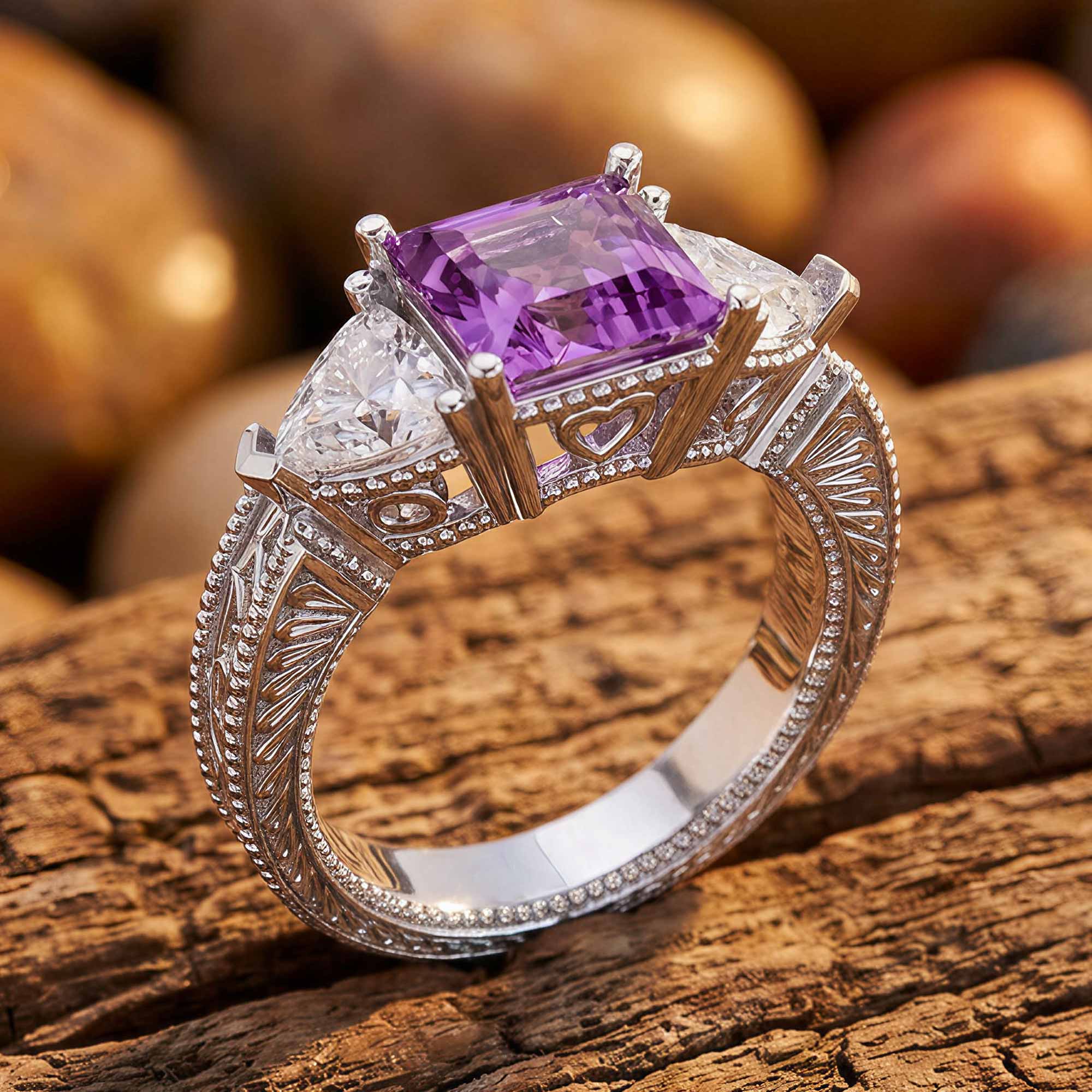 Tidal Embrace Ring - Amethyst