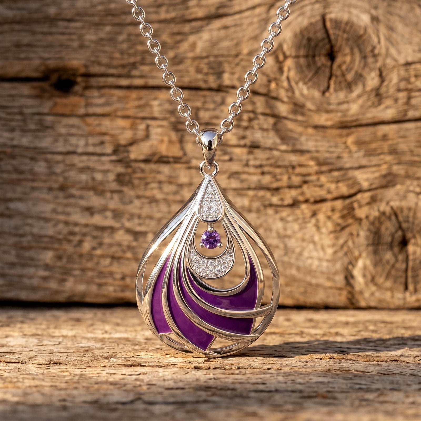 Zephyr Teardrop Necklace - Amethyst & Purple