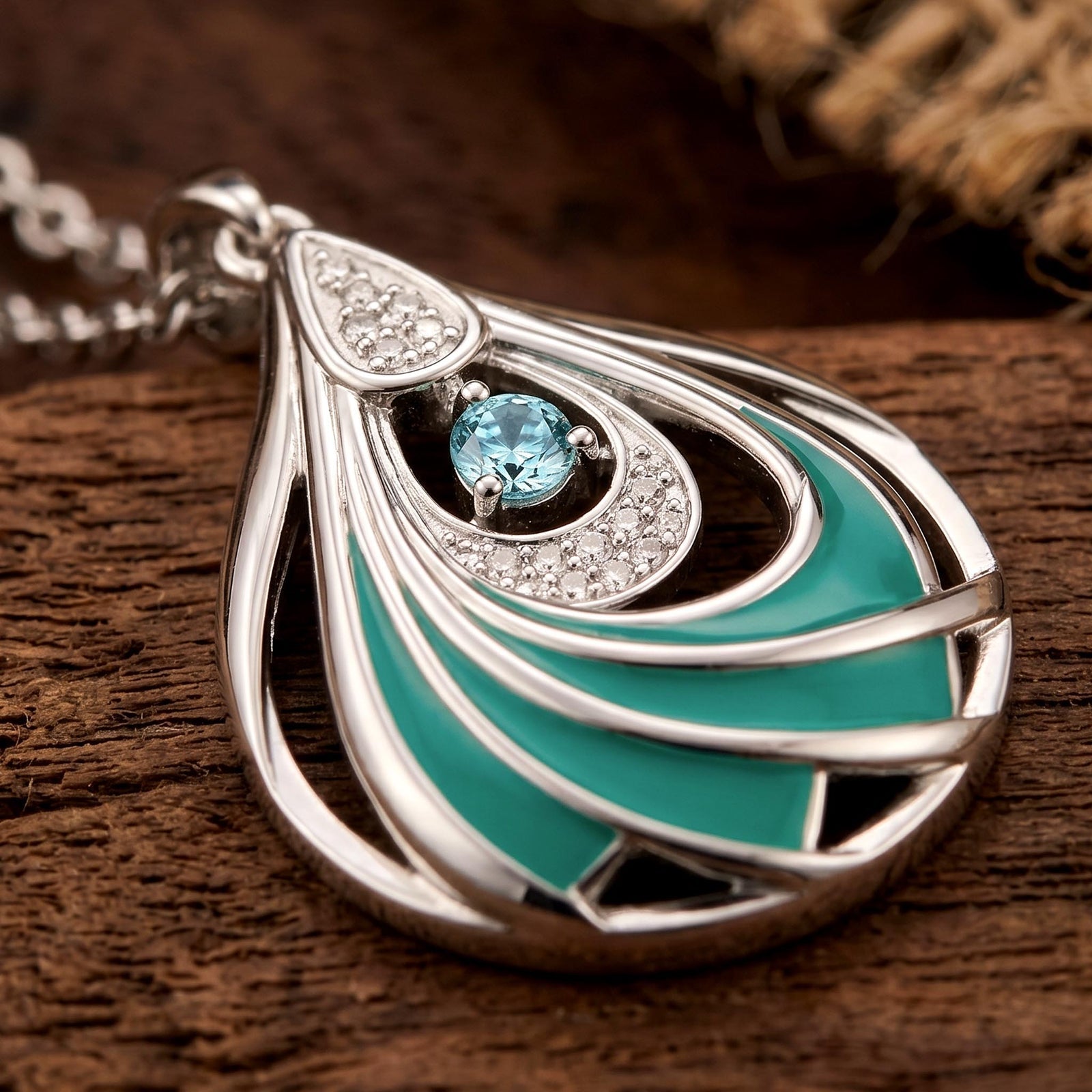 Zephyr Teardrop Necklace - Aquamarine