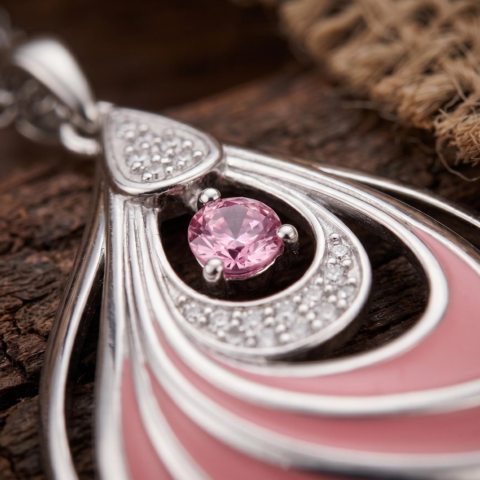 Zephyr Teardrop Necklace - Rose Quartz & Pink