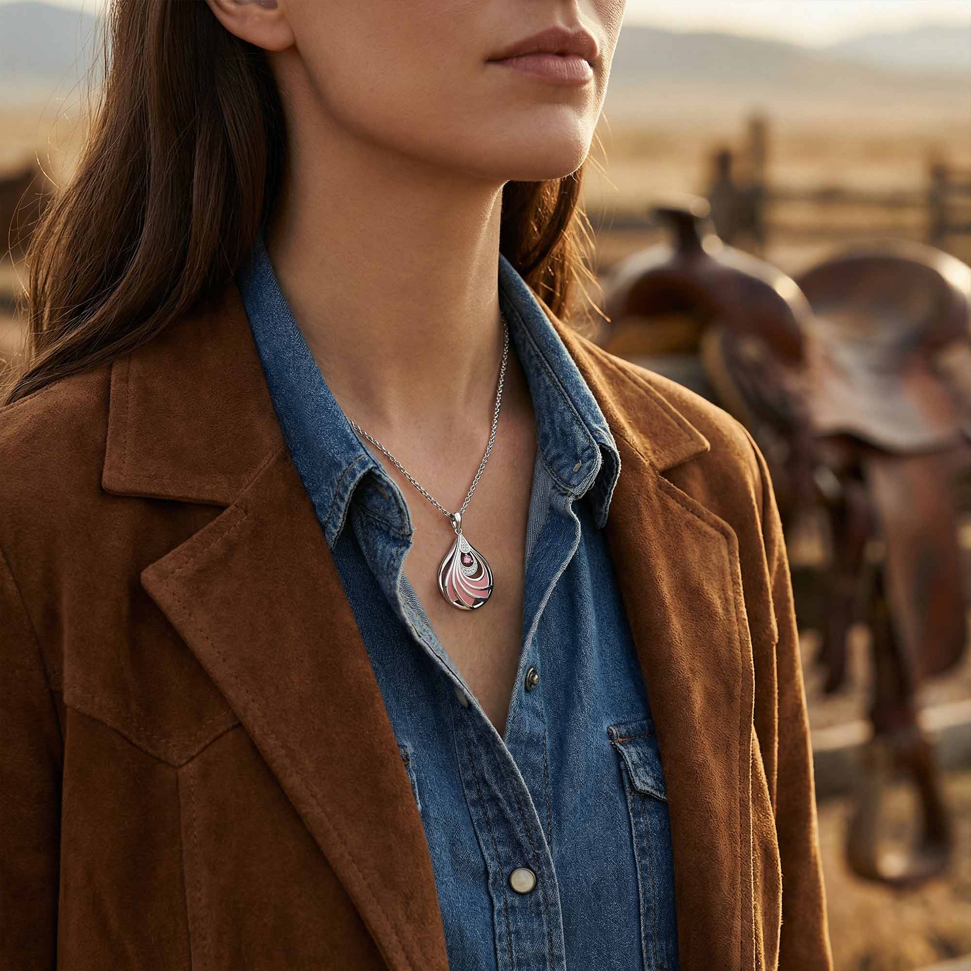 Zephyr Teardrop Necklace - Rose Quartz & Pink