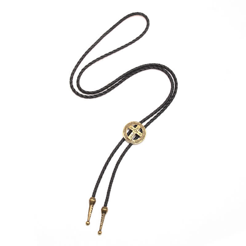 Clearance: Retro Shirt Accessories Circle Cross Bolo Tie