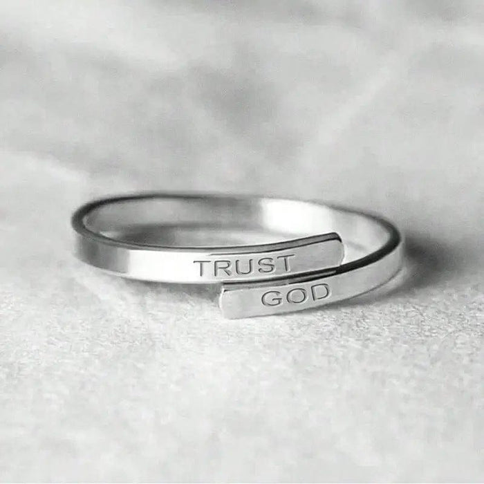 SILVER TRUST GOD ENGRAVED RING - (ADJUSTABLE)