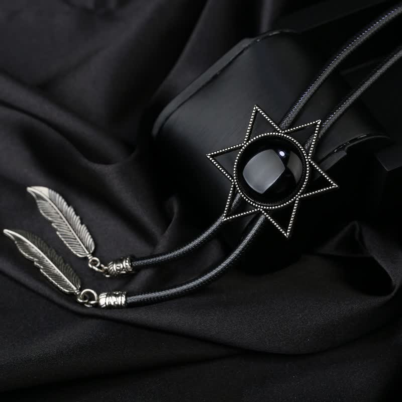 Clearance: Hexagram Star Gemstone Shirt Collar Bolo Tie