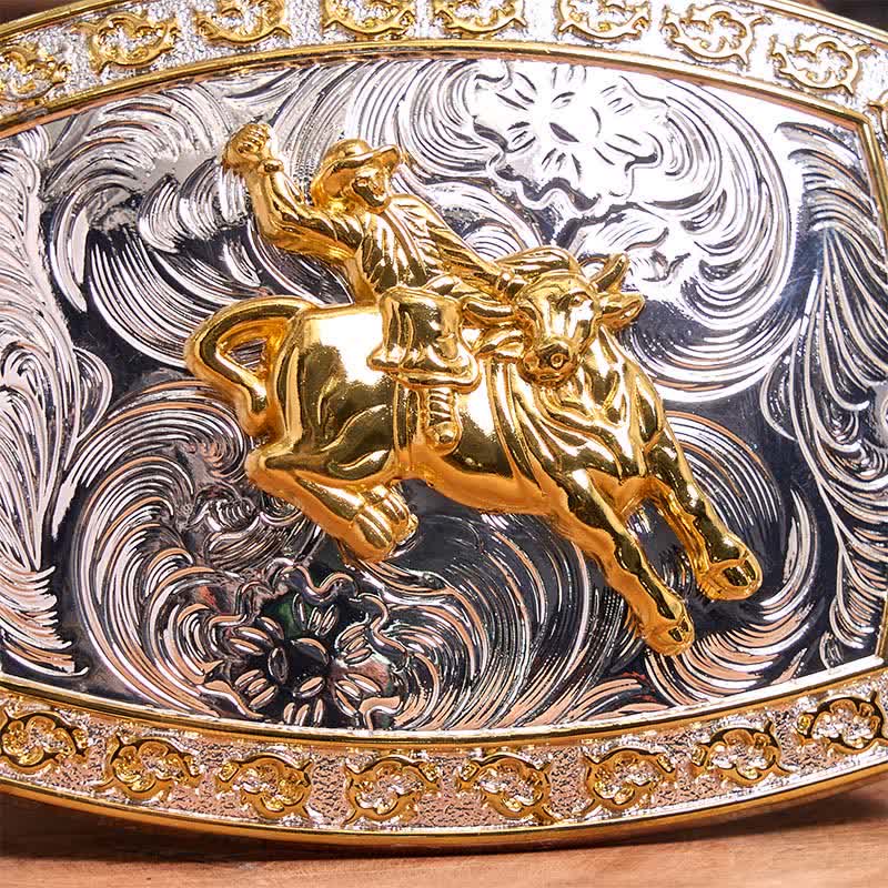 Gold & Silver Horseback Riding DIY Large Buckle Leather Belt