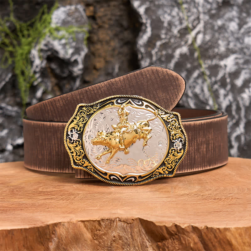 Gold & Black DIY Western Horse Riding Knight Cowboy Buckle Leather Belt