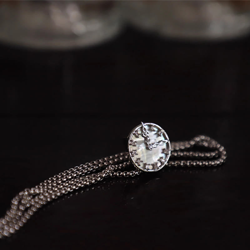 Unisex Vintage Silver Stationary Clock Design Bolo Tie